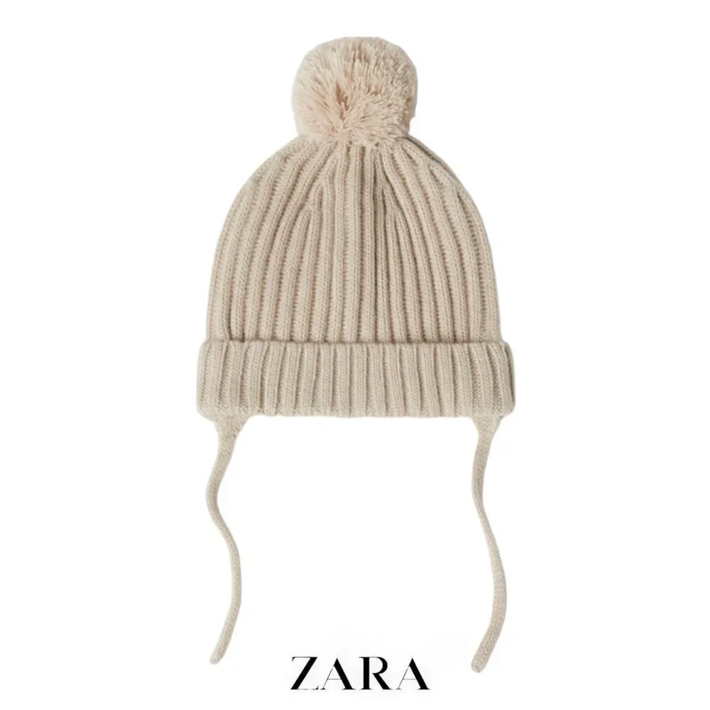 ZARA Kids | Sand | KNIT BEANIE WITH POMPOM